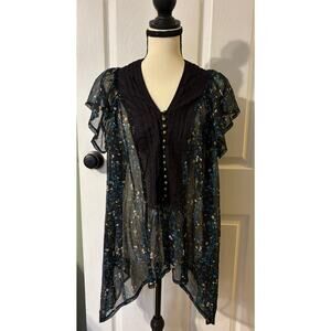 FP One Free People Tunic Coverup Dress Sheer Top Women's Med / Large Summer